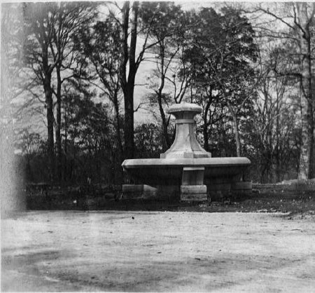Hogan's Fountain during construction, pre-Pan and dog fountains, c. 1905