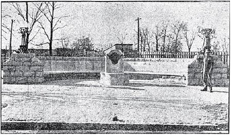 <i>Wheelman's Bench</i> and <i>Ruff Memorial Fountain</i>, c. 1898